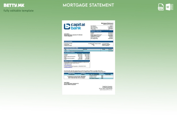 Модерен стил Киргистан Капитал банка Киргистан извод за хипотека Шаблон за Word 